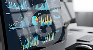 Business Data Analytics Dashboard on Computer Screen