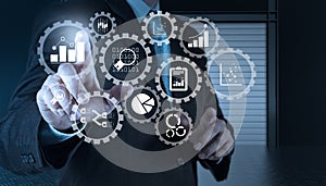 businessman hand working with touch screen