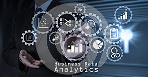 businessman hand working with touch screen