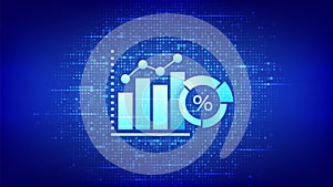 Business data analytics and robotic process automation icon made with currency symbols. Profit and revenue of company, BI or KPI