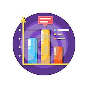 Business data graph flat icon solated. Vector illustration.