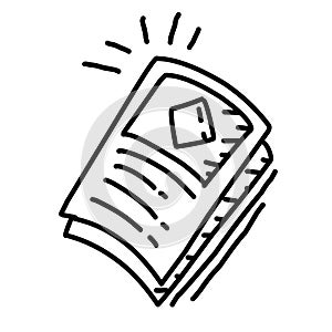 Business data hand drawn icon design, outline black, vector icon