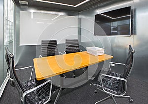 Business data information projector board in conference room, me