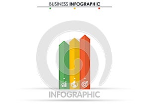 Business data. Process chart. Abstract elements of graph, diagram with 3 steps, options, parts or processes. Vector