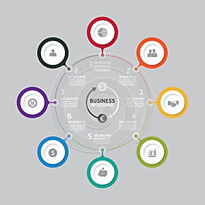 Business data process chart. Abstract elements of graph, diagram with icons.