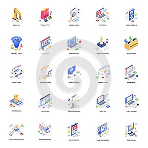 Business Data and Transaction Isometric Illustrations Pack