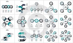 Business data visualization. Abstract elements of graph, diagram with 3, 4, 5, 6, 7 and 8 steps, options or parts
