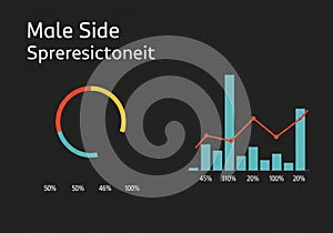 Business data visualization with charts and graphs isolated on white background