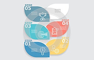 business data visualization horizonta steps timeline infographic element report layout template background with business line icon