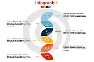 Business data visualization infographic template. 6 options or steps