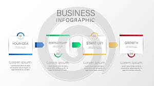 Business data visualization. Process chart. Abstract elements of graph, diagram with steps, 4 options