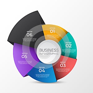 Business data visualization. Process chart. Abstract elements of graph, diagram with steps, 6 options