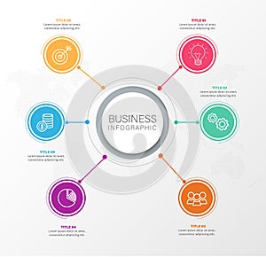 Business data visualization. Process chart. Abstract elements of graph, diagram with steps, 6 options