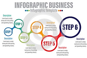 Business data visualization.six 6 timeline steps or option infographic icons designed for abstract background template