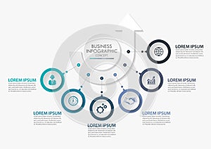 Business data visualization. timeline infographic icons designed for abstract background template with 6 options.