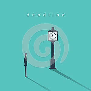 Business deadline concept vector background with a businessman and clock. Project management abstract illustration.