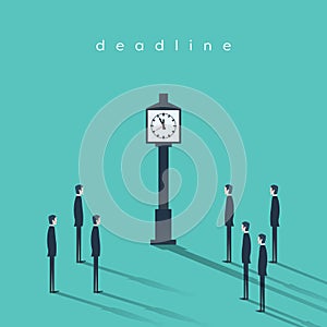 Business deadline concept vector background with a businessman and clock. Project management abstract illustration.