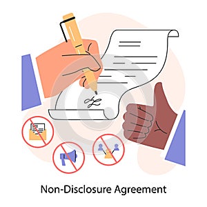 Business deal or agreement. NDA contract. Opinions, interests and points