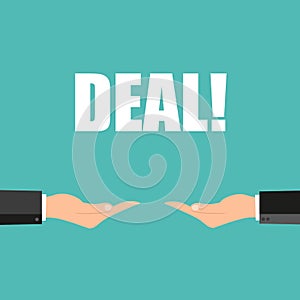Business deal, businessman agreement. Vector illustration flat style. shaking hands. symbol of a successful transaction