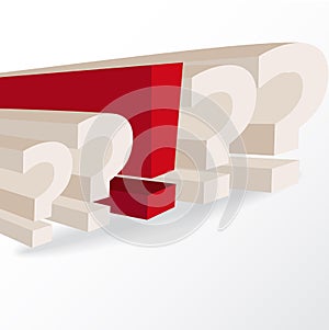 Business decision, conceptual illustration with question marks a