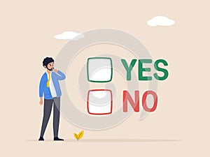Business decision making concept. Choose yes or no alternative or choices, leadership to direct business to succeed