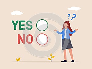 Business decision making concept. Choose yes or no alternative or choices, leadership to direct business to succeed