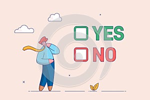 Business decision making concept. Choose yes or no alternative or choices, leadership to direct business to succeed