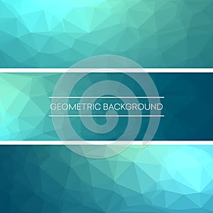 Business design templates. Set of Banners with Polygonal Mosaic Backgrounds. Geometric Triangular Abstract. Vector