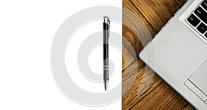 Business desk, set of modern computer devices