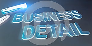 business detail word written on english language with blue abstract background