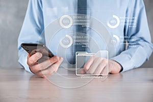 Business developer hand using board framework on virtual modern computer showing innovation Agile software development lean