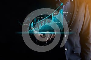 Business developer hand using board framework on virtual modern computer showing innovation Agile software development lean