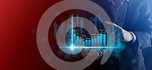 Business development, financial plan and strategy.Analysis finance graph and market chart investment. Digital economy exchange.