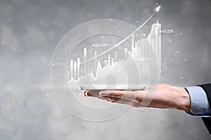 Business development, financial plan and strategy.Analysis finance graph and market chart investment. Digital economy exchange.