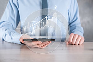 Business development, financial plan and strategy.Analysis finance graph and market chart investment. Digital economy exchange.