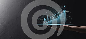 Business development, financial plan and strategy.Analysis finance graph and market chart investment. Digital economy exchange.