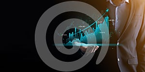 Business development, financial plan and strategy.Analysis finance graph and market chart investment. Digital economy exchange.