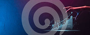 Business development, financial plan and strategy.Analysis finance graph and market chart investment. Digital economy exchange.