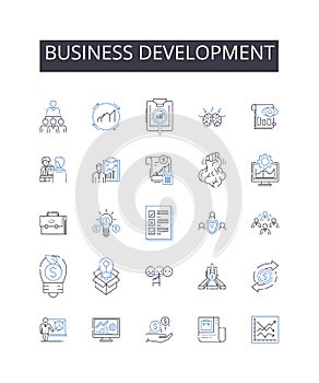 Business development line icons collection. Return, Restock, Refurbish, Recycle, Reclaim, Repurpose, Reuse vector and photo