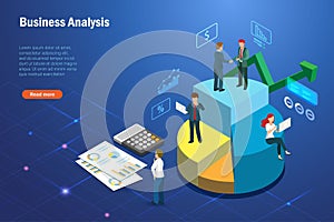 Business development team analysing growth graph marketing charts on computer and digital devices. Global network connection