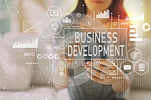 Business development with woman using a smartphone