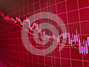 Business  diagram on financial report. Stock market chart, graph on blue background. Forex trading business concept. Finance