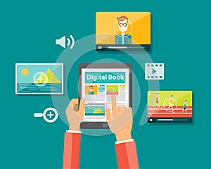 Business digital book and digital magazine concept
