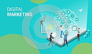 Business digital marketing, teamwork, business strategy and analytics.