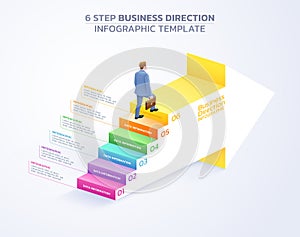 business direction arrow staircase infographic steps template background