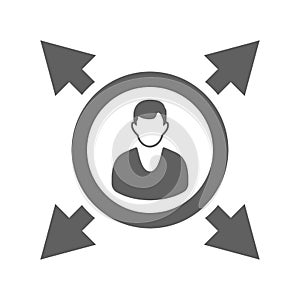 Business, direction icon. Gray vector graphics