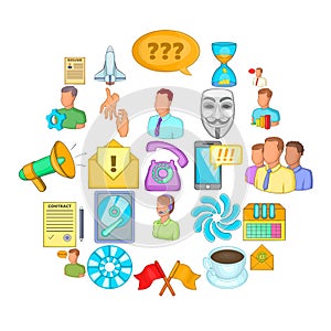 Business direction icons set, cartoon style