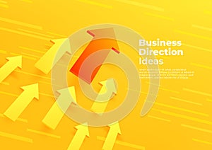 Business direction ideas. Red arrow up to growth success banner template.