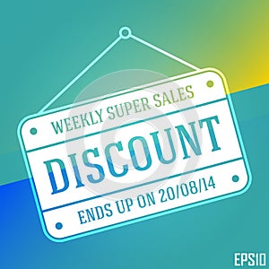 Business Discount Sales Banner. Vector Elements. Hanging Market Board Illustration. EPS10