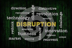 Business disruption concept and disruptive challenge idea